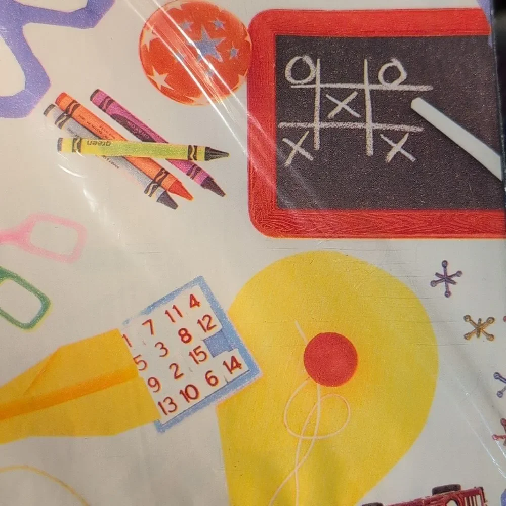 Vintage American Greetings School Theme Happy Birthday Kids‎ Wrapping Paper NIP